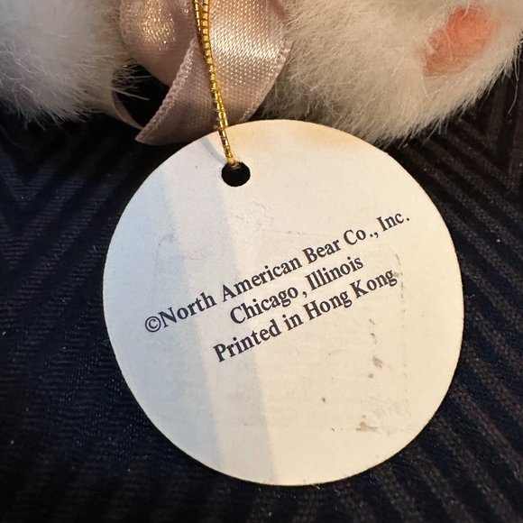 Rare VTG 1990 North American Bear Co. Inkie Dinkies Bunny Plush White Pink Bow - Picture 12 of 15